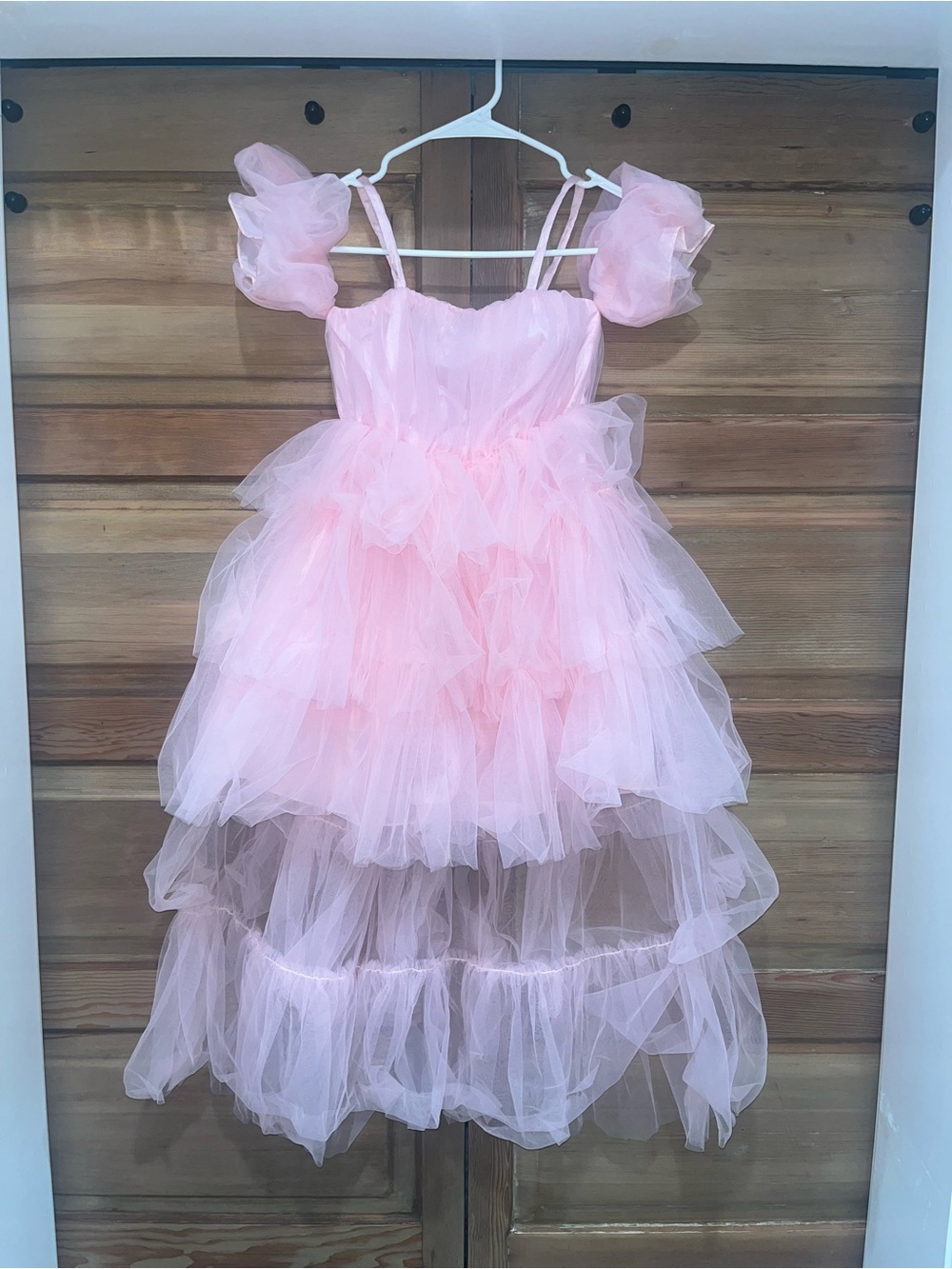 Pink Tulle Ruffle Party Dress
